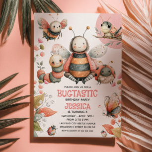 Invitación Cute Insectos BUGTASTIC Acuarela Nacimiento de los