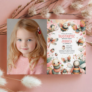 Invitación Cute Insectos Insectos Bugtastic Chica Niños Foto 