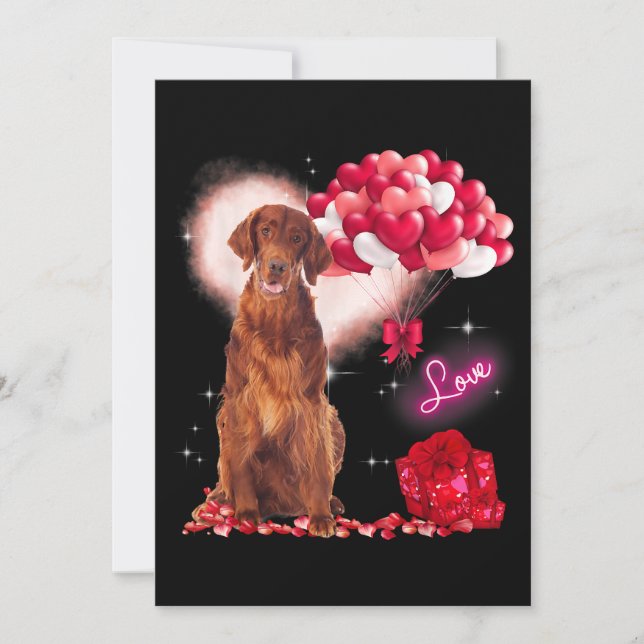 Invitación Cute Irish Setter Balloon Día de San Valentín Val (Anverso)
