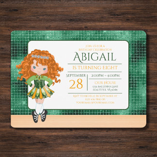 Invitación Cute Irlandés Dance Red Hair Chica Soft Shoe Cumpl