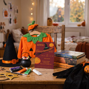 Invitación Cute Jack-o'-Lantern y fiesta de disfraces