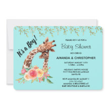 Cute jirafa acuarela ¡Es un niño! Baby Shower