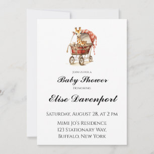 Invitación Cute jirafa en Baby Shower de Carriage