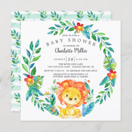 Invitación Cute Jungle Lion Baby Shower