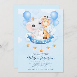 Invitación Cute Jungle Safari Animals Watercolor Baby Shower