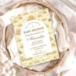 Invitación Cute Jungle Safari Baby Shower<br><div class="desc">A sweet storybook-style safari design featuring gentle watercolor baby animals including lions, giraffes, and elephants surrounded by soft jungle greenery and a delicate botanical background. The warm neutral palette of cream, honey gold, and soft olive creates a timeless nature-inspired aesthetic, while the elegant arched layout provides a beautiful space for...</div>