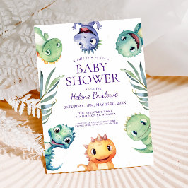 Invitación Cute Jurassic Dinosaurs Baby Shower
