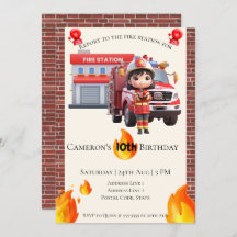 Cute Kawai Fire fighter Chica Tema Cumpleaños