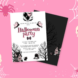 Invitación Cute Kawai Pink Halloween