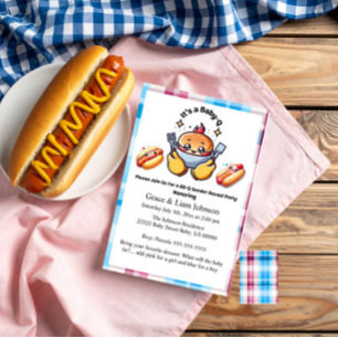 Invitación Cute Kawaii Baby-Q Género revelan a Fiesta Chica