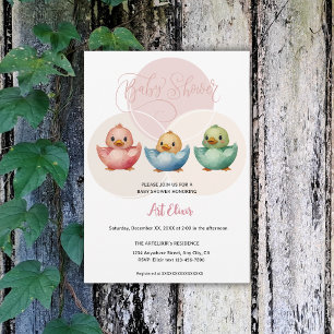 Invitación Cute Kawaii Egg Birds Pastel de Baby Shower de col