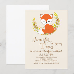 Invitación Cute Kawaii Fox Woodland Theme Card