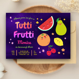 Invitación Cute Kawaii Fruits Tutti Frutti Birthday Party