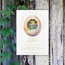 Invitación Cute Kawaii Gecko Lizard Egg Baby Shower