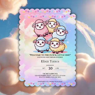 Invitación Cute Kawaii Little Lamb Baby Shower