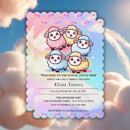Invitación Cute Kawaii Little Lamb Baby Shower