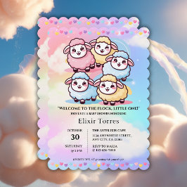 Invitación Cute Kawaii Little Lamb Baby Shower