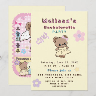 Invitación Cute kawaii oso de peluche divertido fiesta de cum