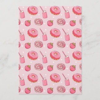 Invitación Cute Kawaii Pink Aesthetic Foods Seamless Pattern