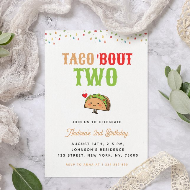 Invitación Cute Kawaii Taco sobre dos Fiestas de cumpleaños (Subido por el creador)