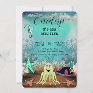 Invitación Cute Kids acuarela bajo el cumpleaños del mar