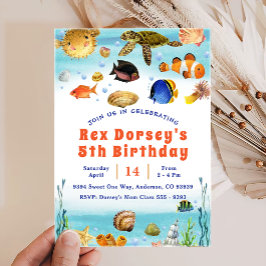 Invitación Cute Kids acuarela sobre el mar Primer cumpleaños