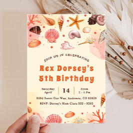 Invitación Cute Kids acuarela sobre el mar Primer cumpleaños