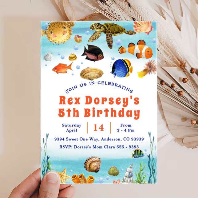 Invitación Cute Kids acuarela sobre el mar Primer cumpleaños (Subido por el creador)