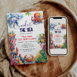 Invitación Cute Kids acuarela sobre el mar Primer cumpleaños<br><div class="desc">¡Que te salpices con esta adorable invitación de primer cumpleaños a "Oneder the Sea"! Con hermosas acuarelas, olas lúdicas y colores vivos del océano, este diseño es perfecto para su pequeño día. Personalizar los detalles para crear un conservador único para tu celebración con temática submarina. Sumérjase en diversión y haga...</div>