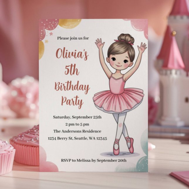 Invitación Cute Kids Ballerina V Fiesta de Cumpleaños (Subido por el creador)