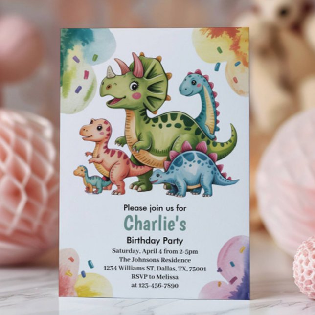Invitación Cute Kids Dinosaur Theme Birthday Party  (Subido por el creador)