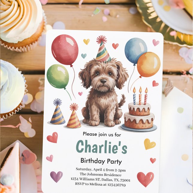 Invitación Cute Kids Dog Birthday Party (Subido por el creador)