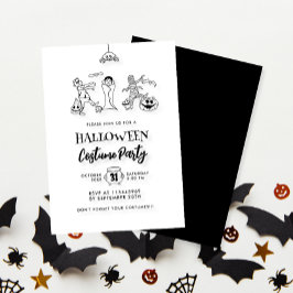 Invitación Cute Kids Doodle Halloween Costume Fiesta