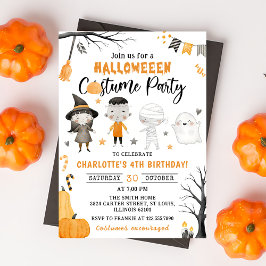 Invitación Cute Kids Halloween Costueve fiesta de cumpleaños