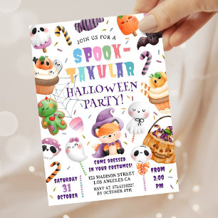Invitación Cute Kids Halloween Costume Fiesta acuarela