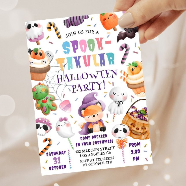Invitación Cute Kids Halloween Costume Fiesta acuarela (Subido por el creador)