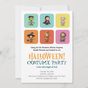 Invitación Cute Kids Halloween Fiesta de disfraces   Bloque m