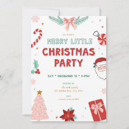Invitación Cute Kids Merry Little Christmas Party Invitations