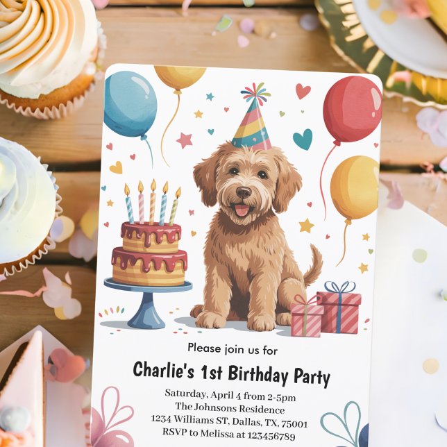 Invitación Cute Kids Puppy Dog Primer Fiesta de Cumpleaños (Subido por el creador)