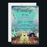 Invitación Cute Kids Watercolor Oneder the Sea Birthday I<br><div class="desc">Invitación a la fiesta de cumpleaños de los animales del mar de acuarela</div>