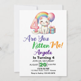 Invitación Cute Kitten cuarto Fiesta de cumpleaños