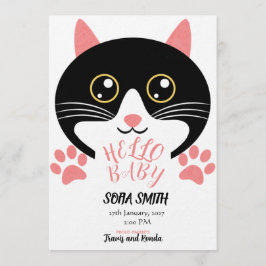 Invitación Cute Kitty Baby Arrival Announcement