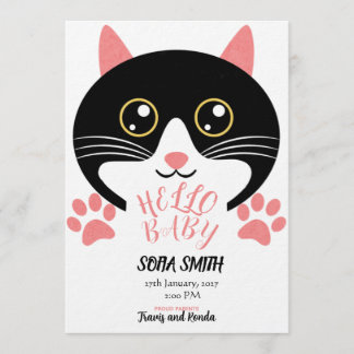 Invitación Cute Kitty Baby Arrival Announcement