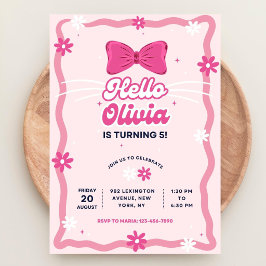 Invitación Cute Kitty Birthday Invitation, Editable Kitty Bir