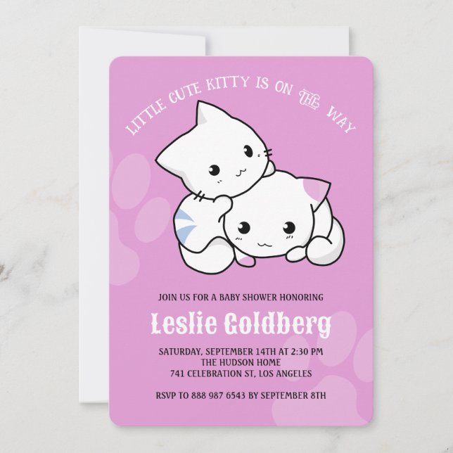 Invitación Cute Kitty Cat Baby Shower (Anverso)