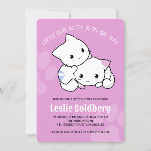 Invitación Cute Kitty Cat Baby Shower