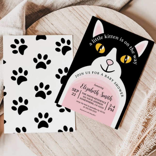 Invitación Cute Kitty Cat Moderno Arch Girly Baby Shower (Subido por el creador)