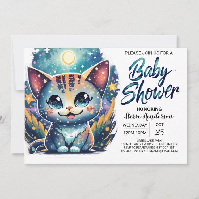 Invitación Cute Kitty Digital Baby Shower (Anverso)