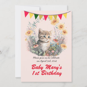 Invitación Cute Kitty - Fiesta de cumpleaños