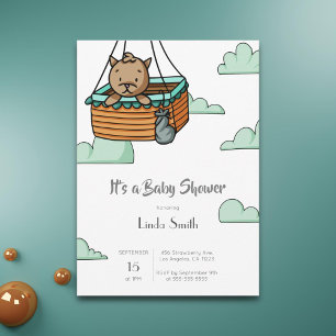 Invitación Cute Kitty Gender Neutral Baby Shower